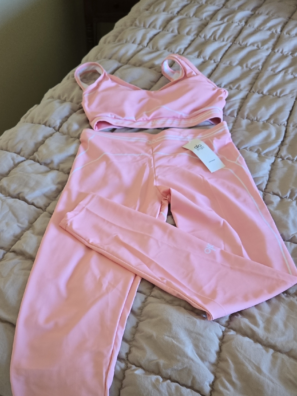 Yoga Light Pink Sports Bra and Leggings Set